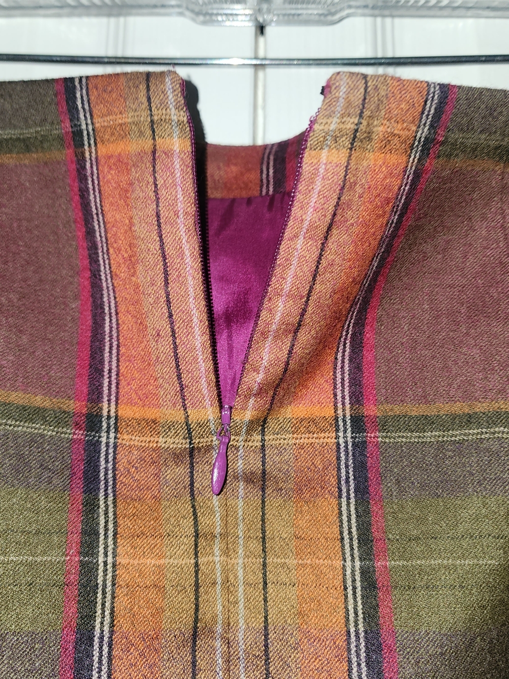 Chadwicks Olive, Rust, Brown Plaid Skirt 100% Wool - Picture 4 of 8